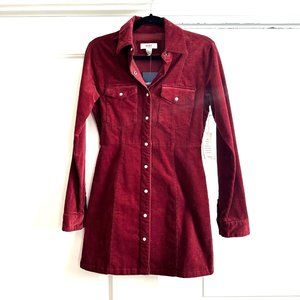 Corduroy Burgundy  Button Down Dress Medium - NEW